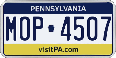 PA license plate MOP4507