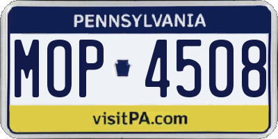 PA license plate MOP4508