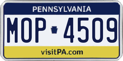 PA license plate MOP4509