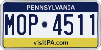 PA license plate MOP4511