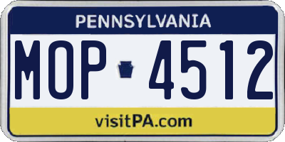 PA license plate MOP4512