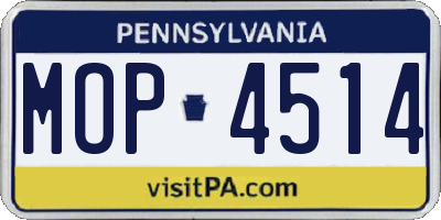 PA license plate MOP4514