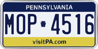 PA license plate MOP4516