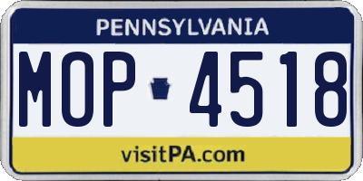 PA license plate MOP4518