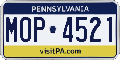 PA license plate MOP4521