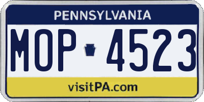 PA license plate MOP4523