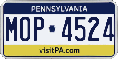 PA license plate MOP4524