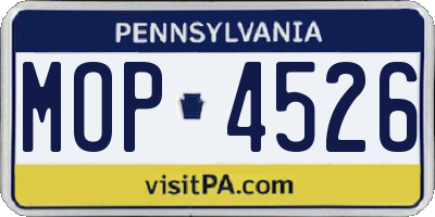 PA license plate MOP4526