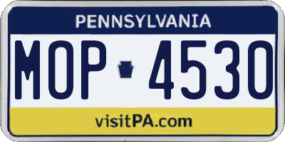 PA license plate MOP4530