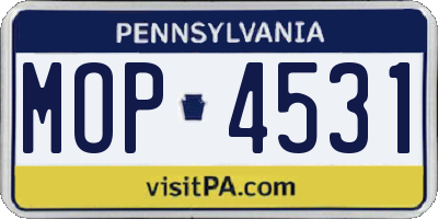 PA license plate MOP4531