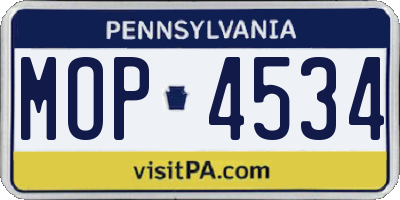 PA license plate MOP4534