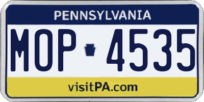 PA license plate MOP4535
