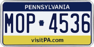 PA license plate MOP4536