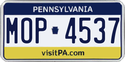PA license plate MOP4537