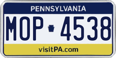 PA license plate MOP4538
