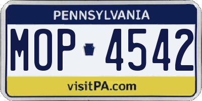 PA license plate MOP4542