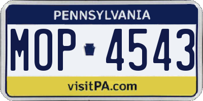 PA license plate MOP4543
