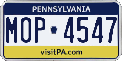 PA license plate MOP4547