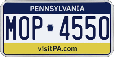 PA license plate MOP4550
