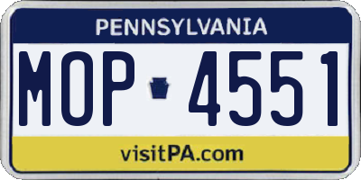 PA license plate MOP4551