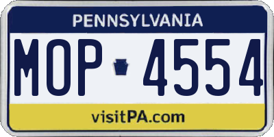 PA license plate MOP4554