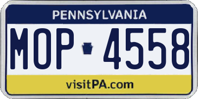 PA license plate MOP4558
