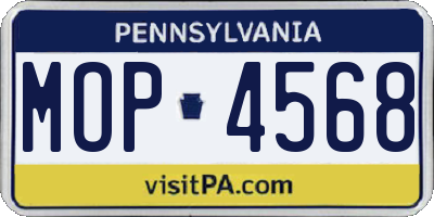 PA license plate MOP4568
