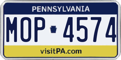 PA license plate MOP4574