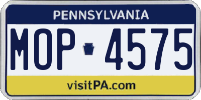 PA license plate MOP4575