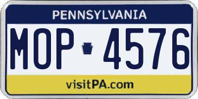 PA license plate MOP4576