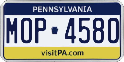 PA license plate MOP4580