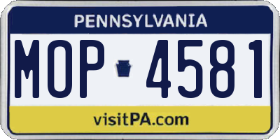 PA license plate MOP4581
