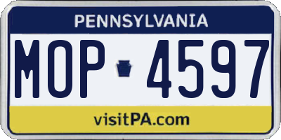 PA license plate MOP4597