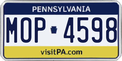 PA license plate MOP4598