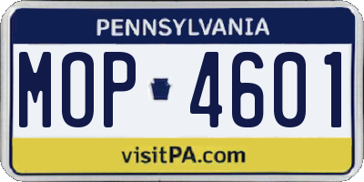 PA license plate MOP4601
