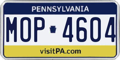 PA license plate MOP4604