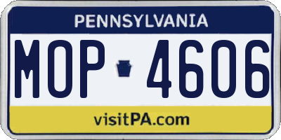 PA license plate MOP4606