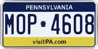 PA license plate MOP4608