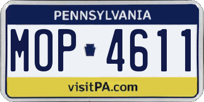 PA license plate MOP4611