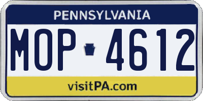 PA license plate MOP4612
