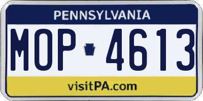 PA license plate MOP4613