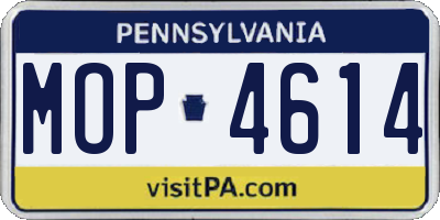 PA license plate MOP4614
