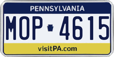 PA license plate MOP4615