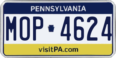 PA license plate MOP4624