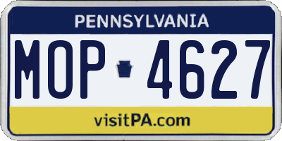 PA license plate MOP4627