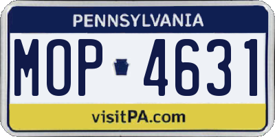 PA license plate MOP4631
