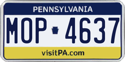 PA license plate MOP4637