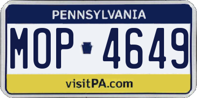 PA license plate MOP4649