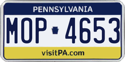 PA license plate MOP4653