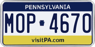 PA license plate MOP4670